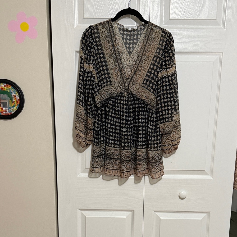 Rose & Olive Black and Cream Patterned Blouse
